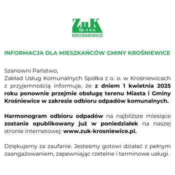 Informacja dla mieszkańców Gminy Krośniewice